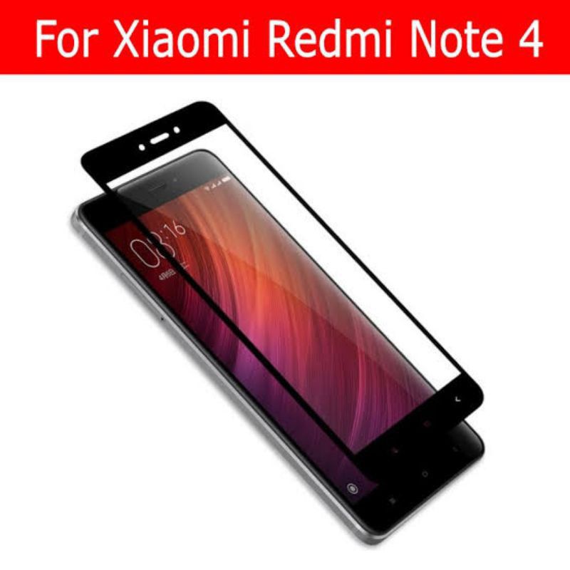 TEMPERED GLAS ANTI GORES KACA XIAOMI REDMI NOTE 4 FULL LIST HITAM