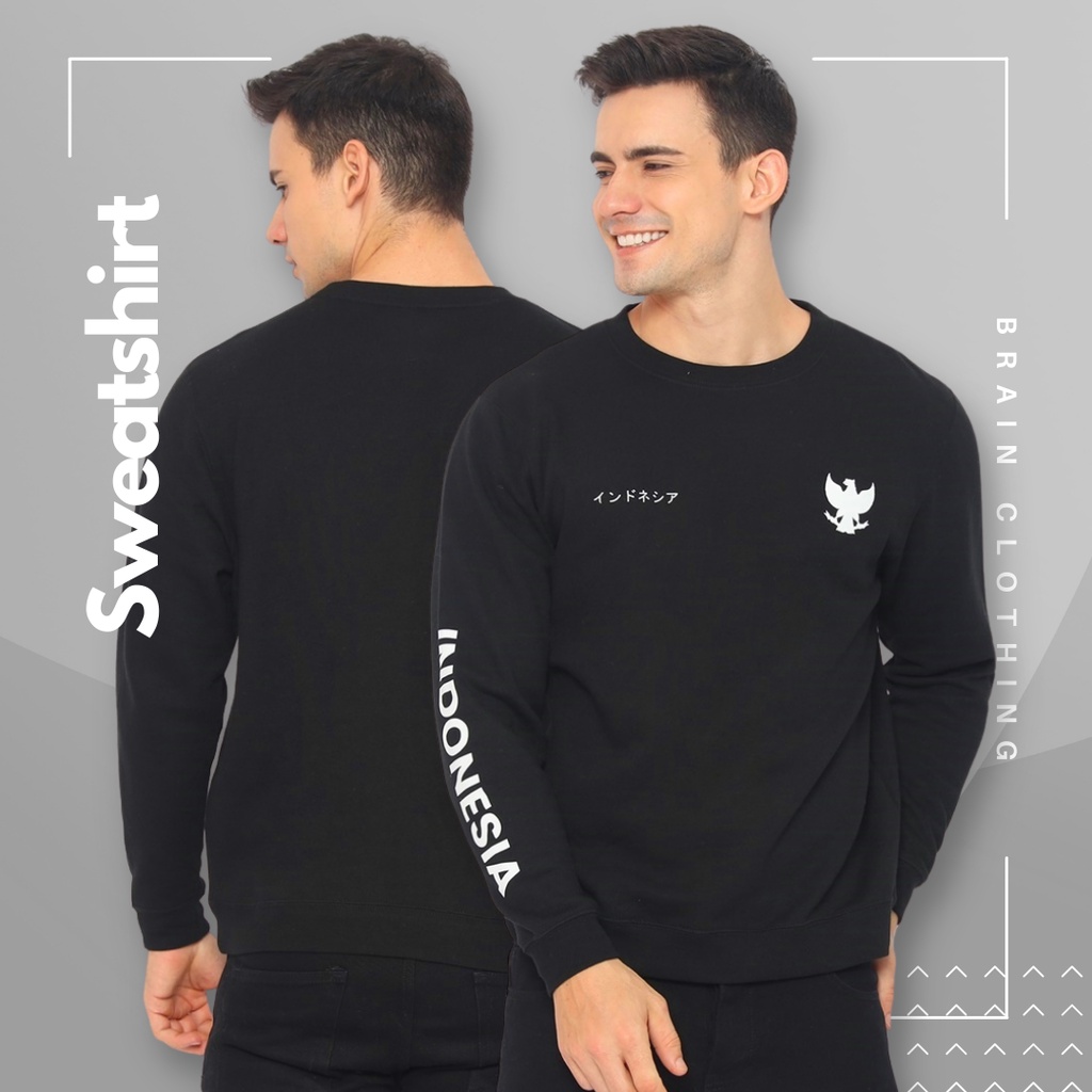 Brain Clothing Sweatshirt Pria GARUDA CN warna Hitam