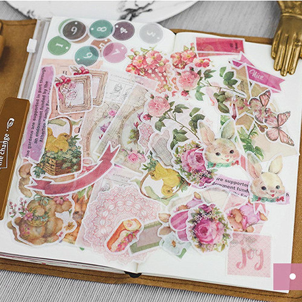 64Pcs Pak Stiker  Desain Romantis  untuk Scrapbook 