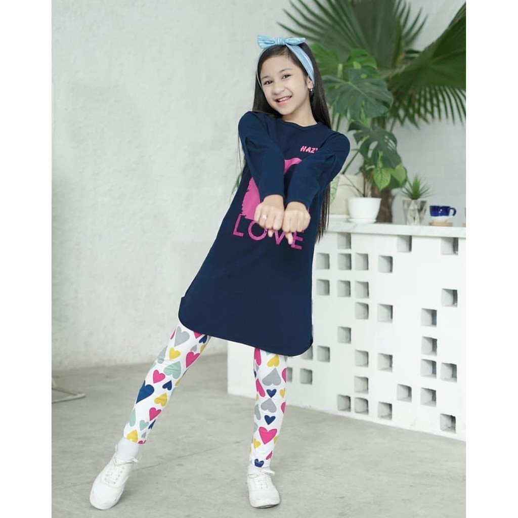 SETELAN TUNIK ANAK 8-16 TAHUN / HAZWA SET LEGGING LOVE SERIES / BISA COD