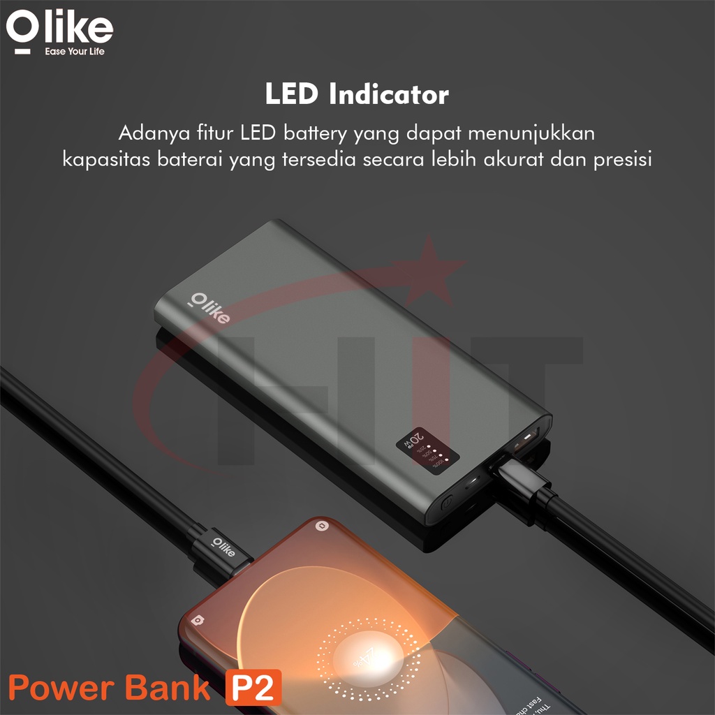 Olike PowerBank 10000mAh 3A Dual Output Port USB &amp; Type-C Original