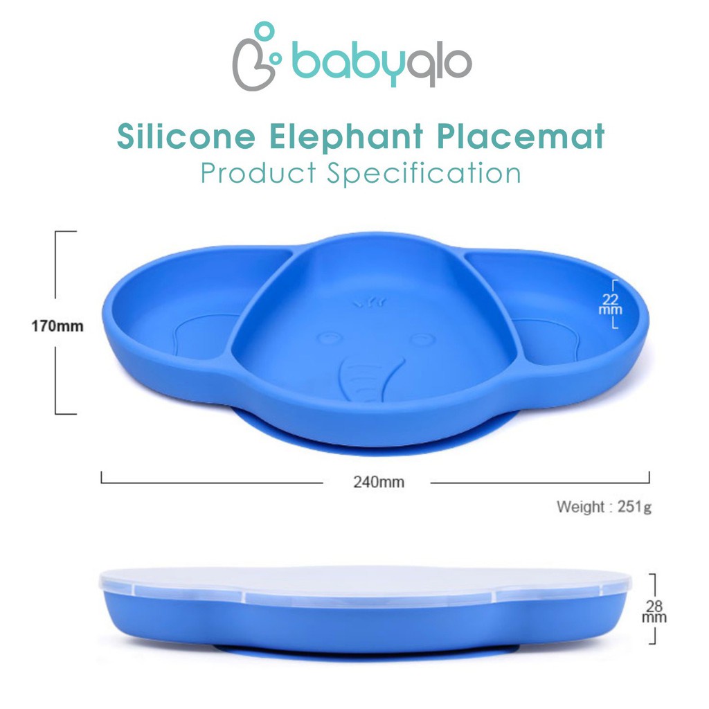 Babyqlo Silicone Elephant Placemat BQ-PL8007 - Piring Makan Bayi