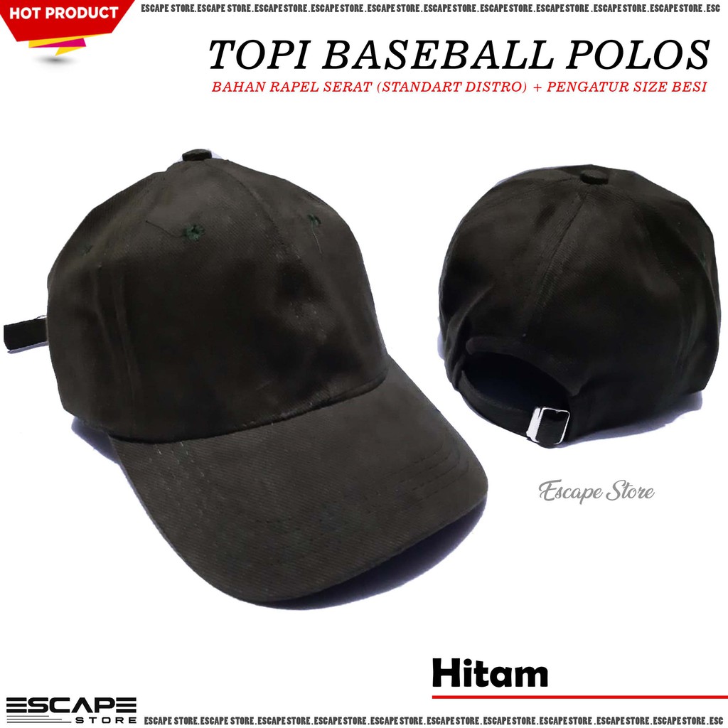 Topi Baseball Polos / Topi Distro Murah / Topi Pria Wanita - Hitam