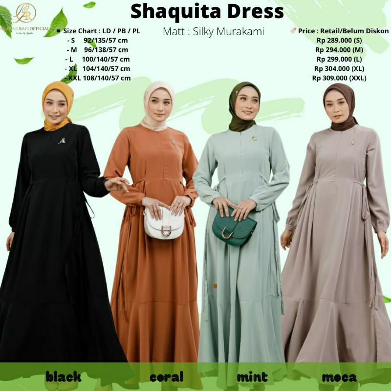 Shaquita Dress kekinian Dress Gamis Arrafi Gamis pesta gamis ootd gamis polos dewasa