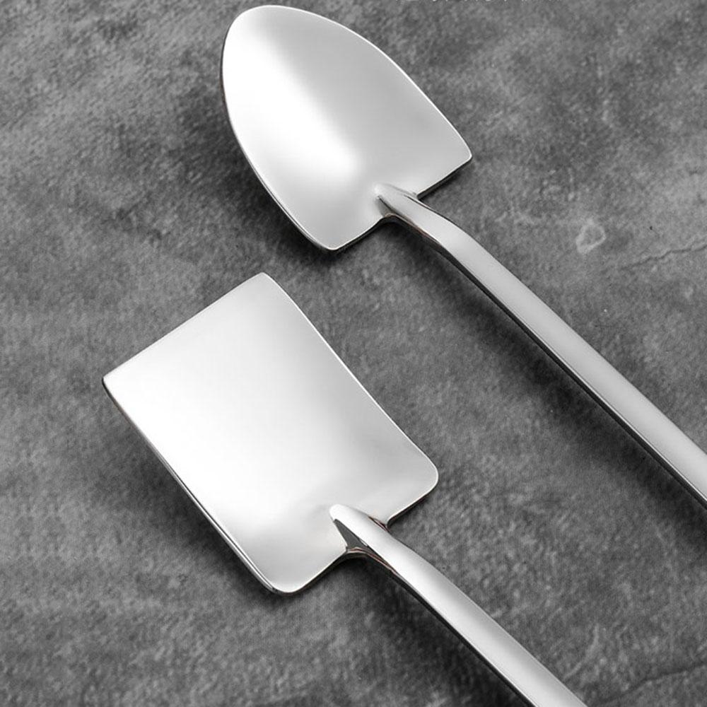 [Elegan] Sendok Kreatif Minum Gagang Panjang Sendok Garpu Dapur Bentuk Sekop Minum Sendok Garpu Kopi