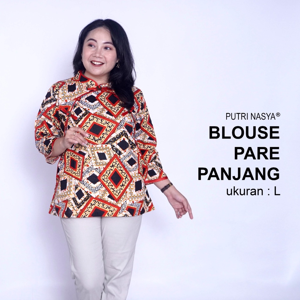 Blouse Big Size Wanita Atasan Batik Jumbo Lengkap S-M-L-XL-2L-3L-4L-5L-6L-7L Model Blus Jumbo Kerja Batik / Pakaian Batik Kekinian LD 140 / Atasan Batik Seragam Kantor Wanita