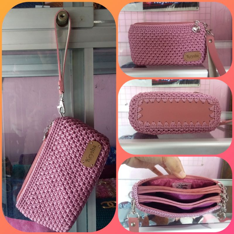 Dompet rajut 3ruang motif nik nik