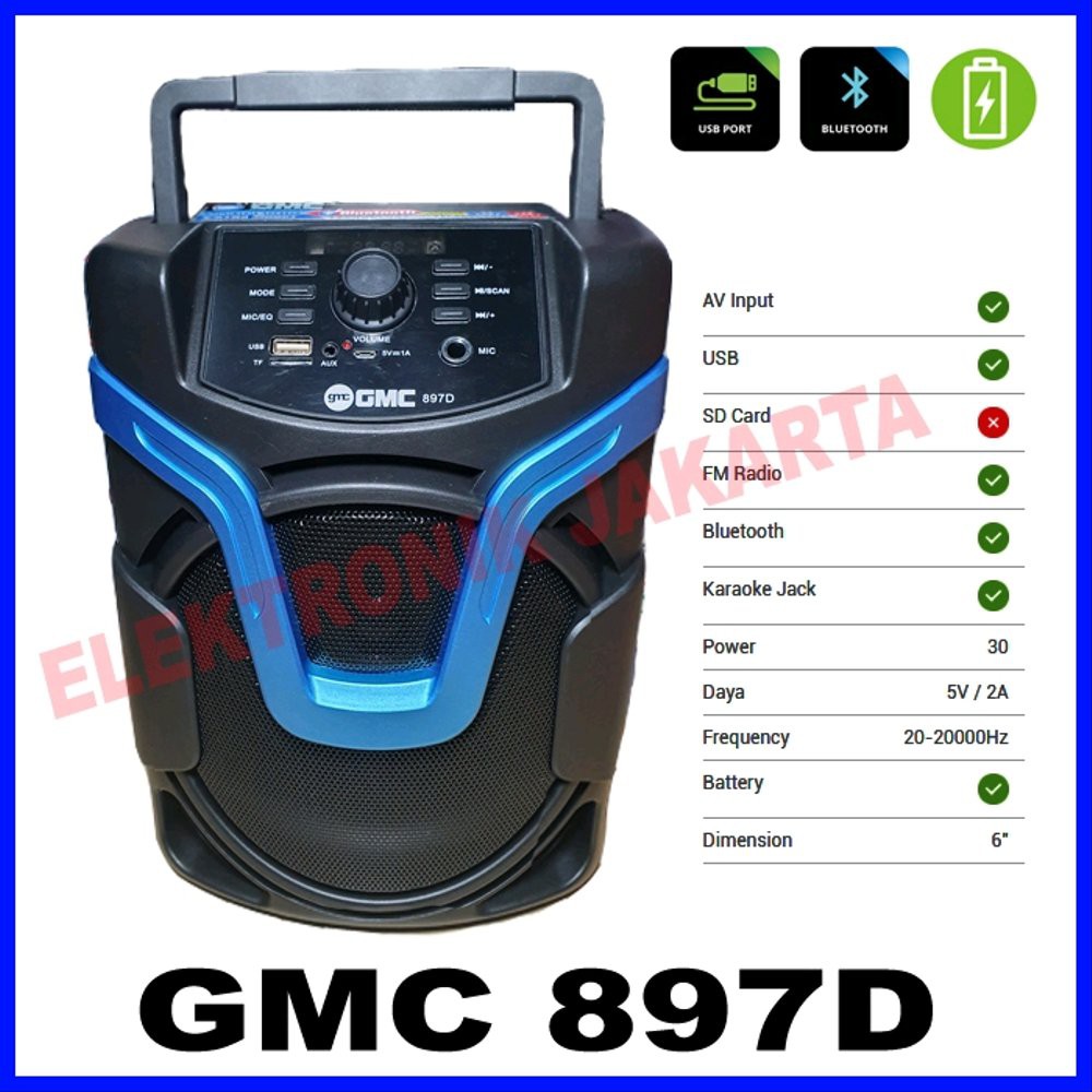 Speaker Bluetooth Portable GMC 6 Inch Mini Amplifier Extra Sound