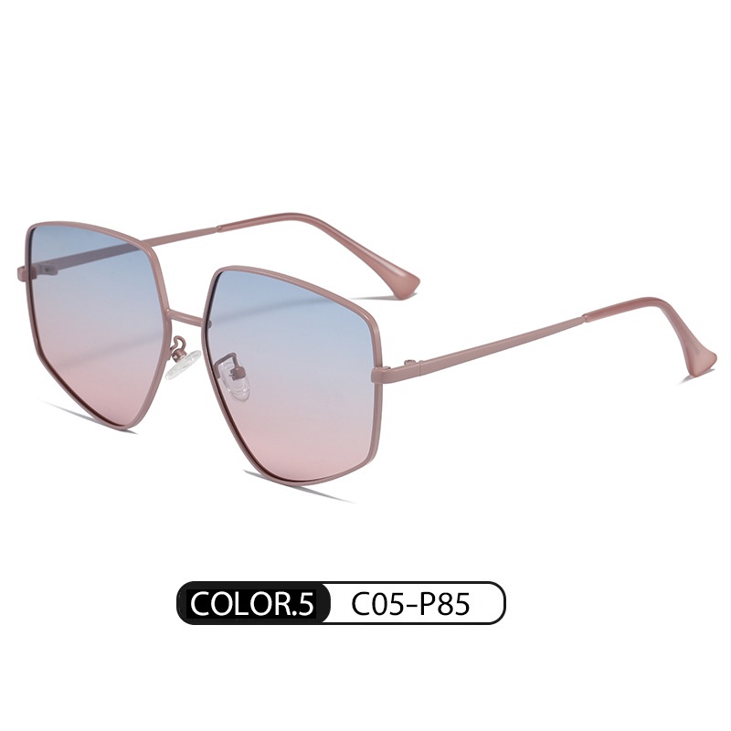 Kacamata Hitam Polarized Bingkai Asimetris Oversized Bahan Metal Untuk Wanita