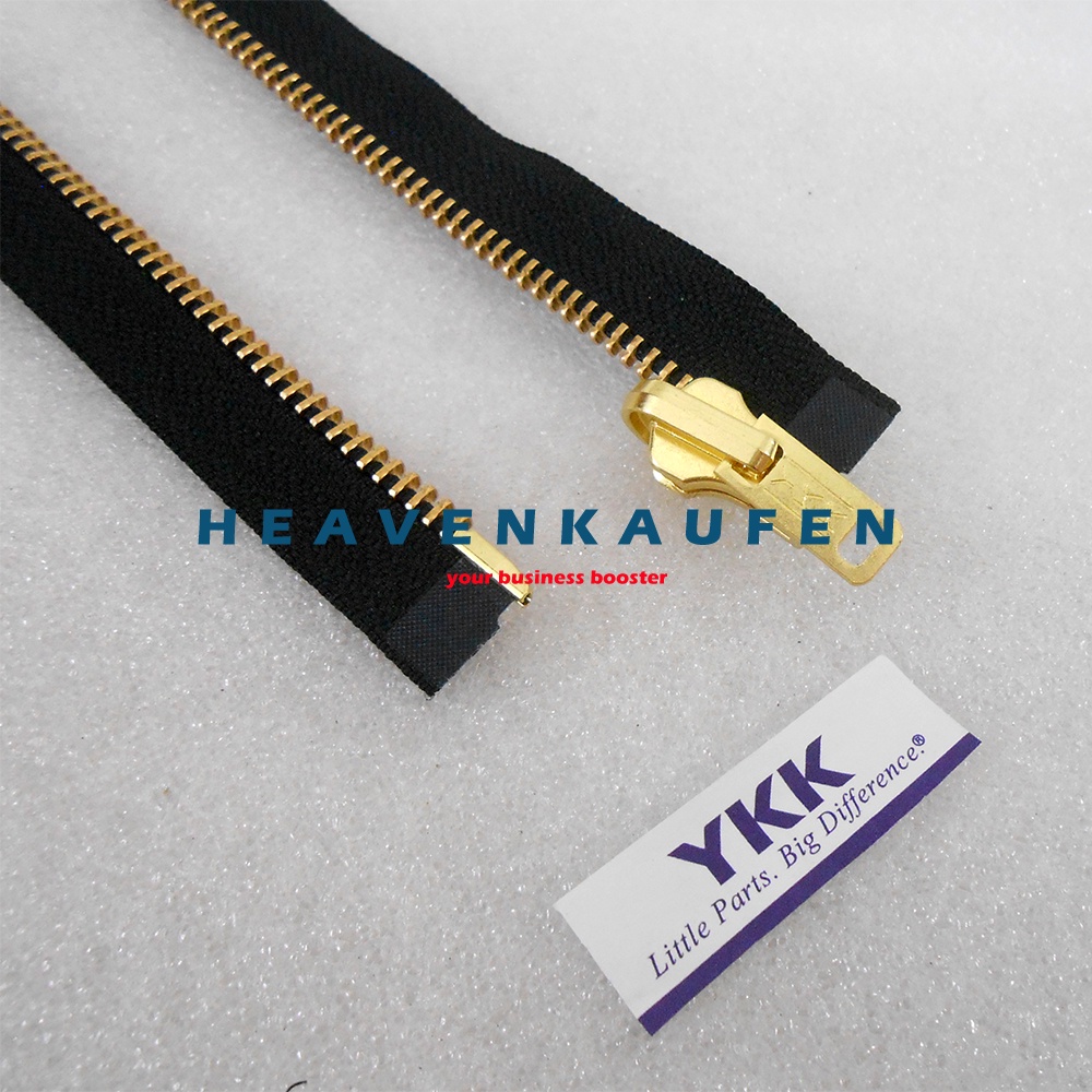 Resleting Zipper YKK 95 cm Atau 38 inch Hitam Gold Emas Type Gigi Besi Model Set Open End Buka Lepas