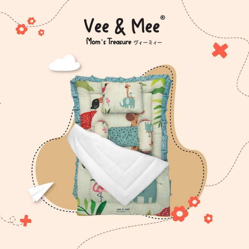 Vee &amp; Mee Baby Mattres Set Alpaca, Twinny, Whales, Safari - Anti Bakteri