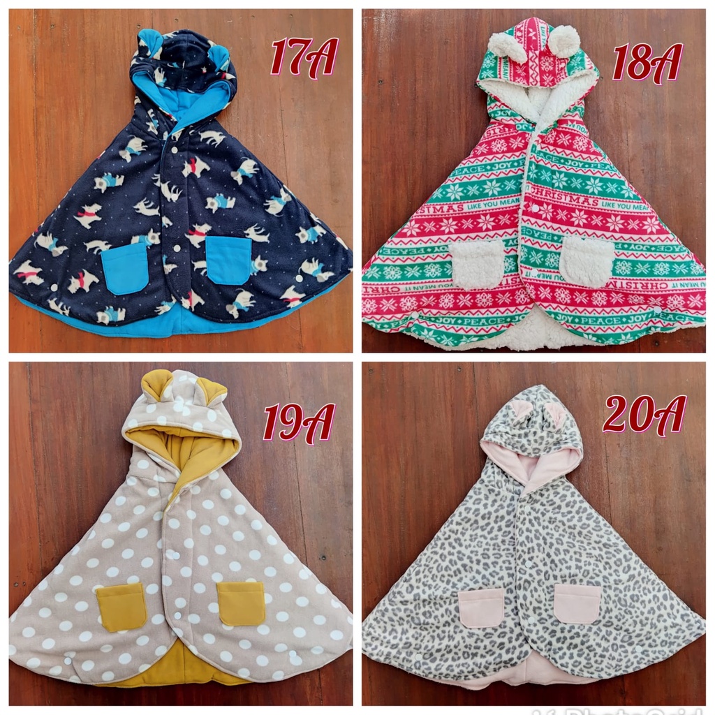 baby cape selimut dan jaket baby plus tudung kepala motif 1A-20A