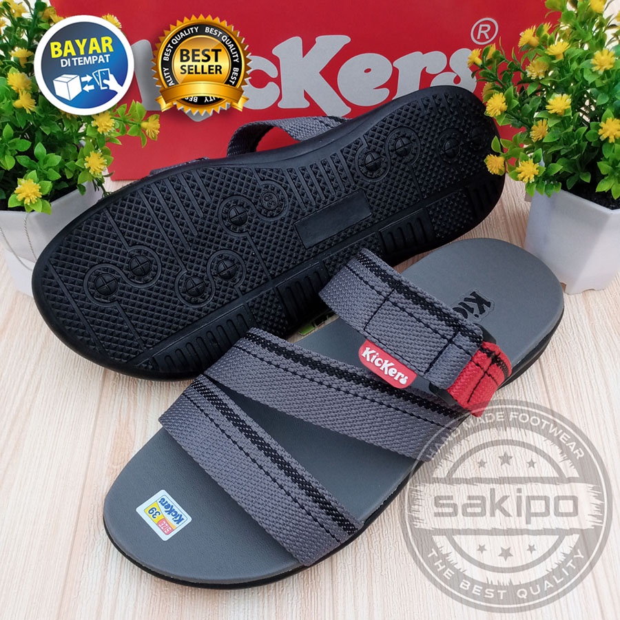 PROMO 4.4 MEGA SALE !! SANDAL PRIA DEWASA SLIDE BISBAN RING ABU KICKERS MURAH / SAKIPO