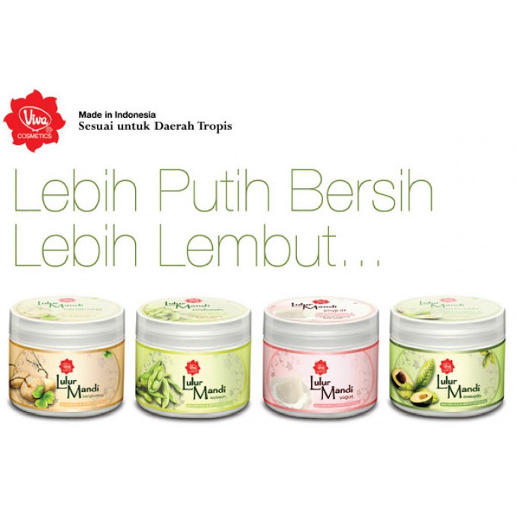 Viva Lulur Mandi Avocado / Yogurt / Soybean / Bengkuang 225 gram BPOM Halal / SCRUB BADAN