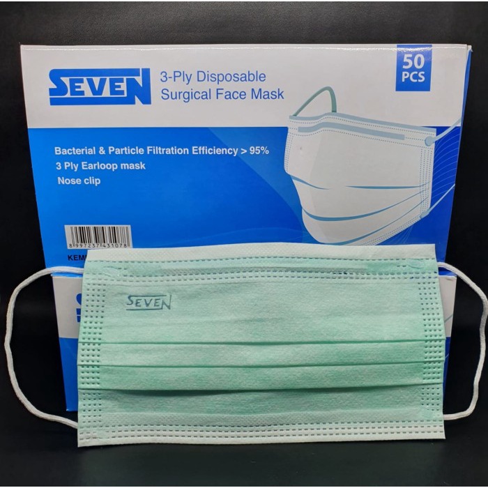 Masker Medis Merek SEVEN 3 PLY isi 50 PCS