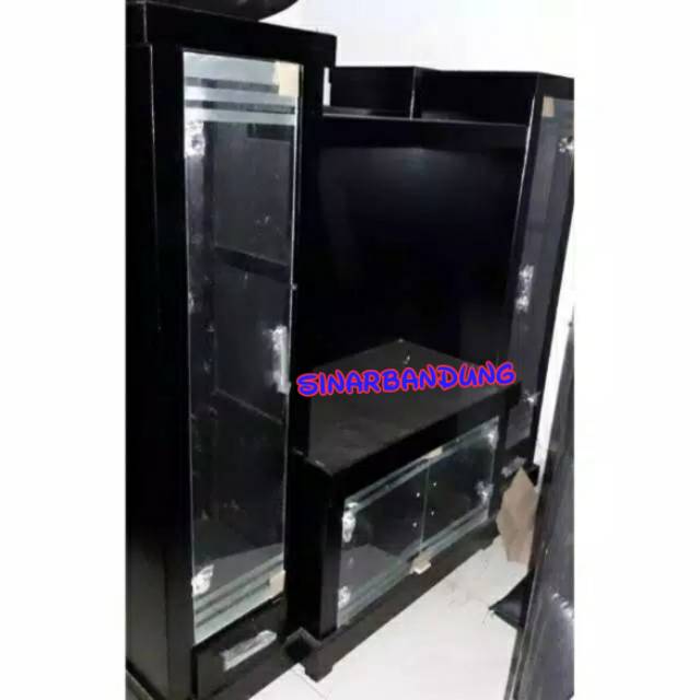 RAK TV HIAS PAJANGAN / RAK TV WALL UNIT KACA LEMARI KAYU DIAMOND