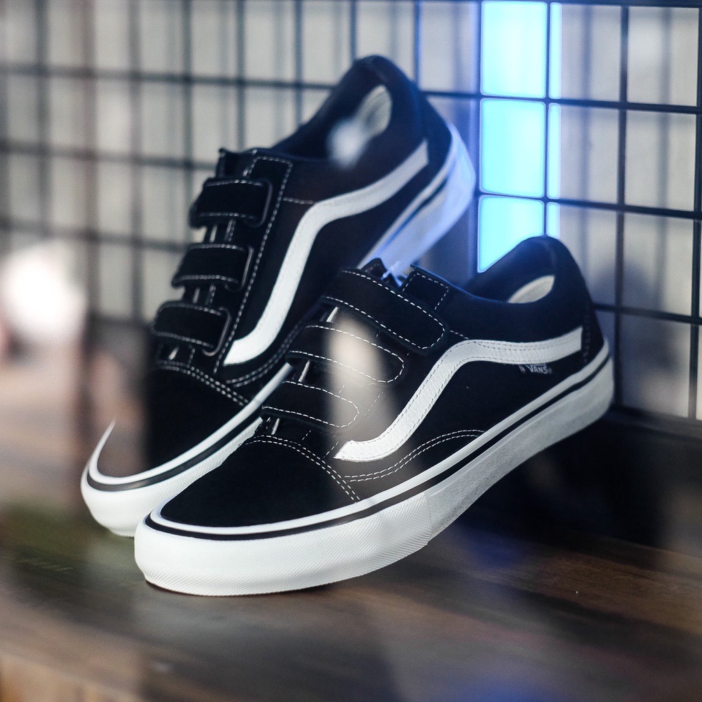 VANS OLD SKOOL PRO VELCRO BLACK WHITE - ORIGINAL 100% GUARANTEE / VANS ORIGINAL 100% / SNEAKERS CASU