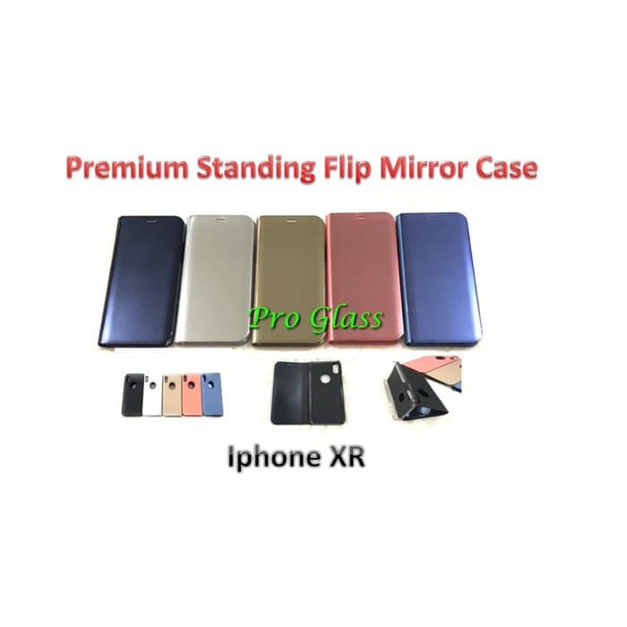 Iphone X / XS / XR / XS MAX Clear View Mirror Standing Flip Cover Case Premium