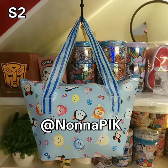 Pouch Kosmetik - Cosmetic / Serbaguna Bewarna Bening dan Pastel Tsum Tsum