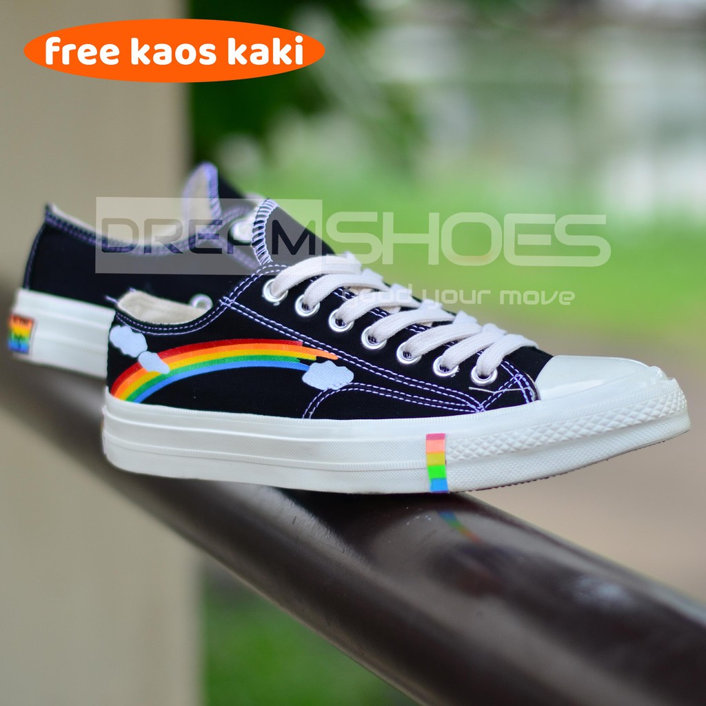  SEPATU  WANITA CONVERSE  ALL STAR 70S MOTIF RAINBOW  PELANGI 