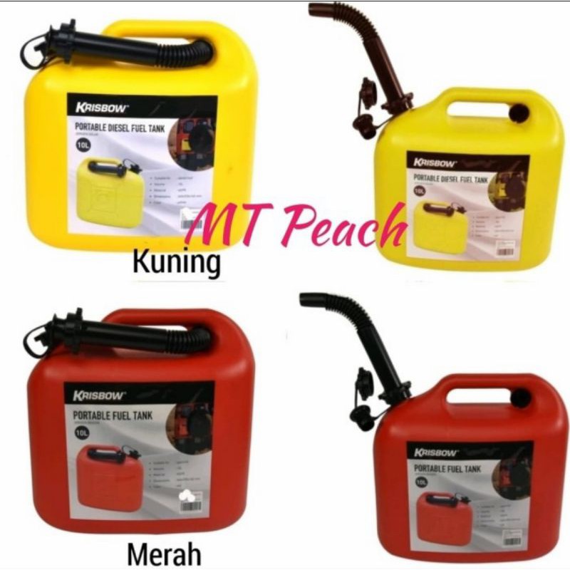 KRISBOW JERIGEN BENSIN SOLAR PLASTIK 10L FUEL GASOLINE TANK JERRY CAN