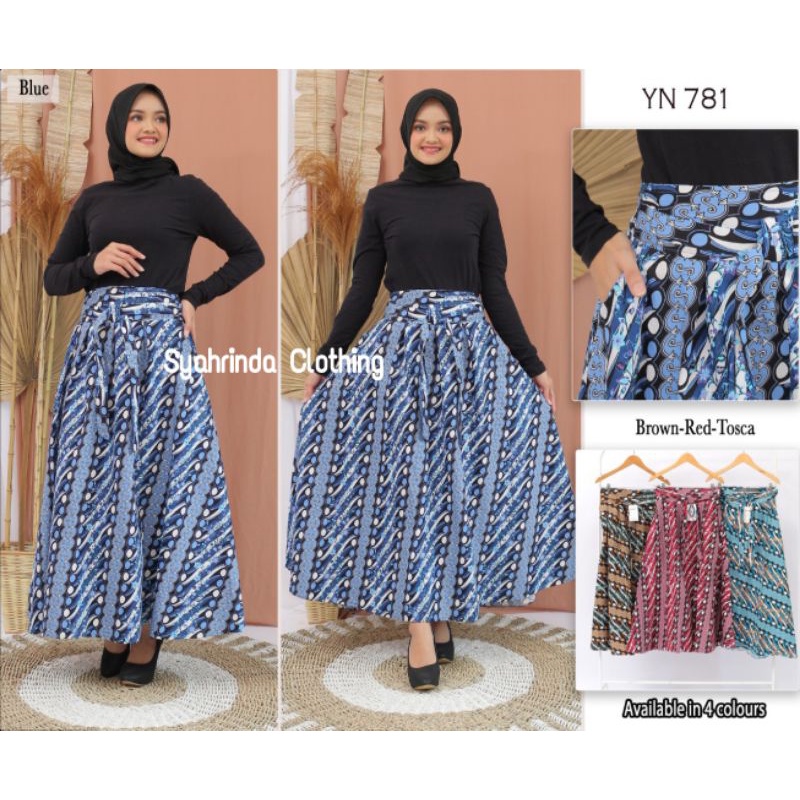 Rok Batik Panjang Payung Lebar Wanita Katun Stretch Premium Bawahan Wanita