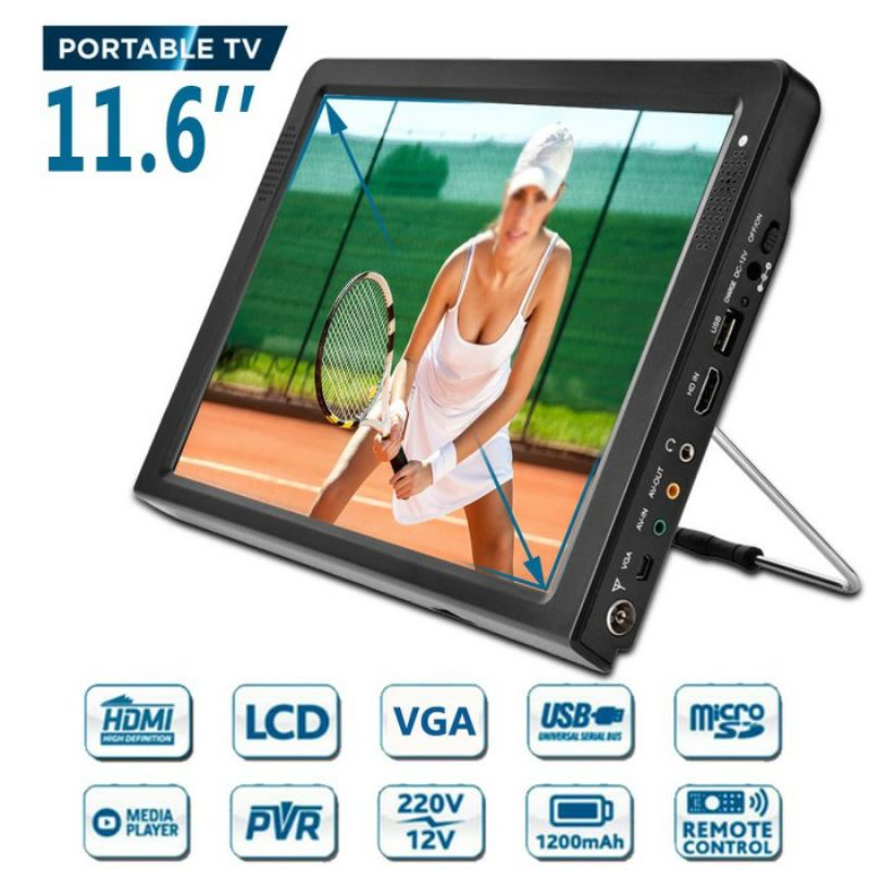 PORTABLE DIGITAL TV KENOWA DVB T2 WITH MONITOR 11.6 INCH
