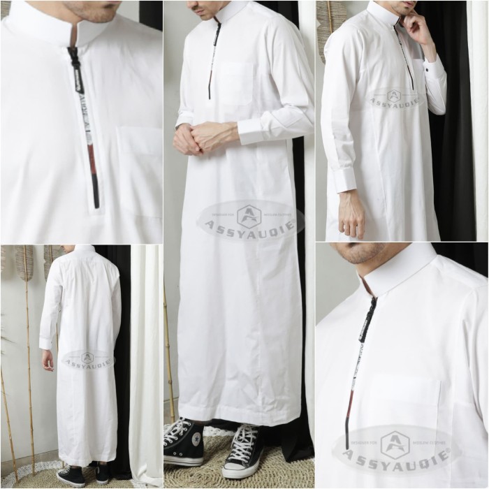 Baju jubah pria dewasa lengan panjang putih
