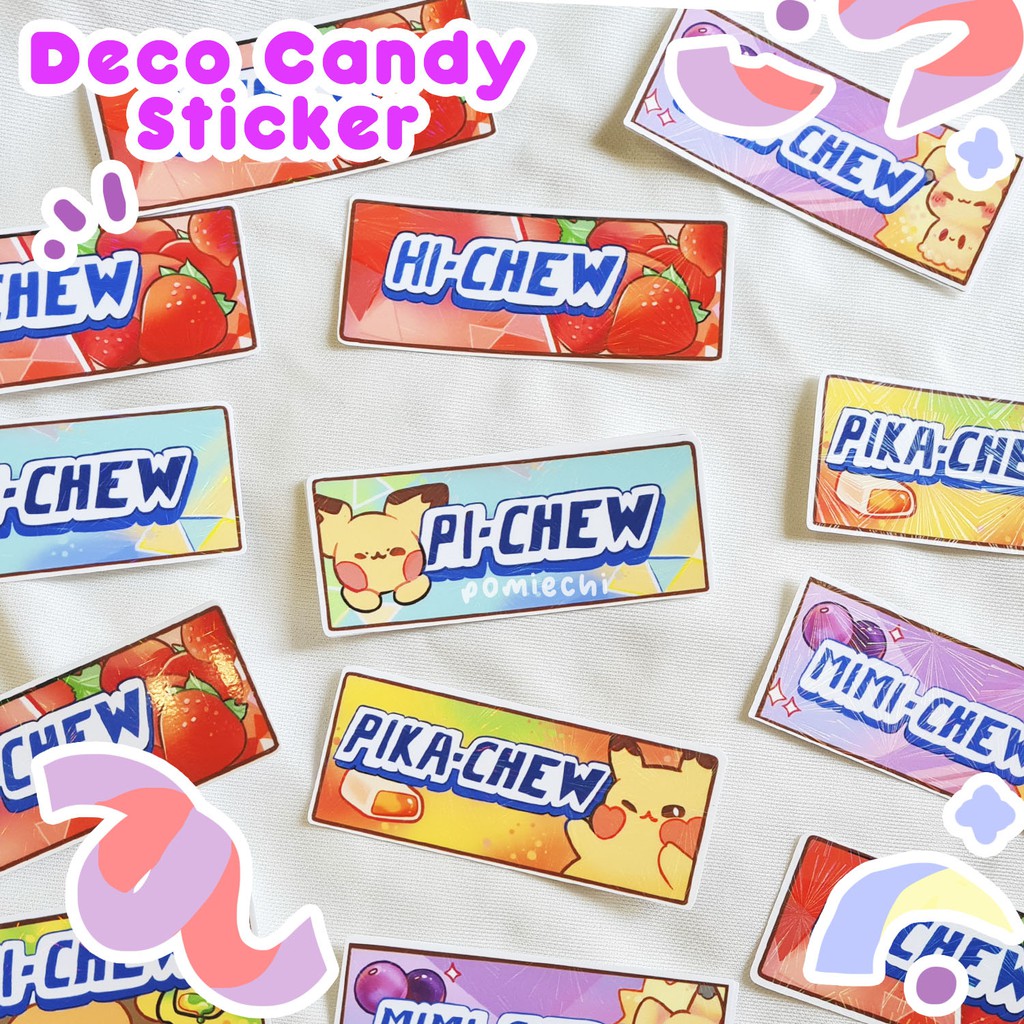 

Deco Candy Hichew x Pokemon Stickers Pikachu Pichu Raichu Mimikyuu Sticker Lucu