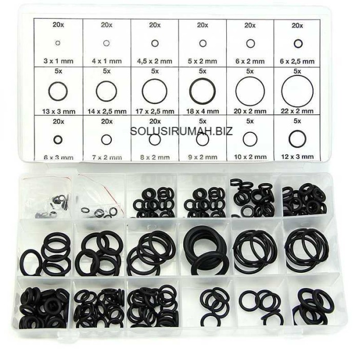 RING KARET BULAT SET 225PCS BOX ORING KIT SET O RING 225 PCS HITAM