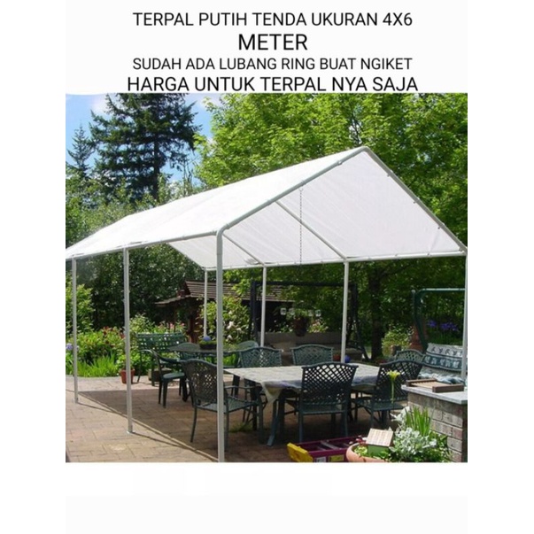 terpal putih tenda 4x6 meter pinggiran sudah ada ring buat ngikat