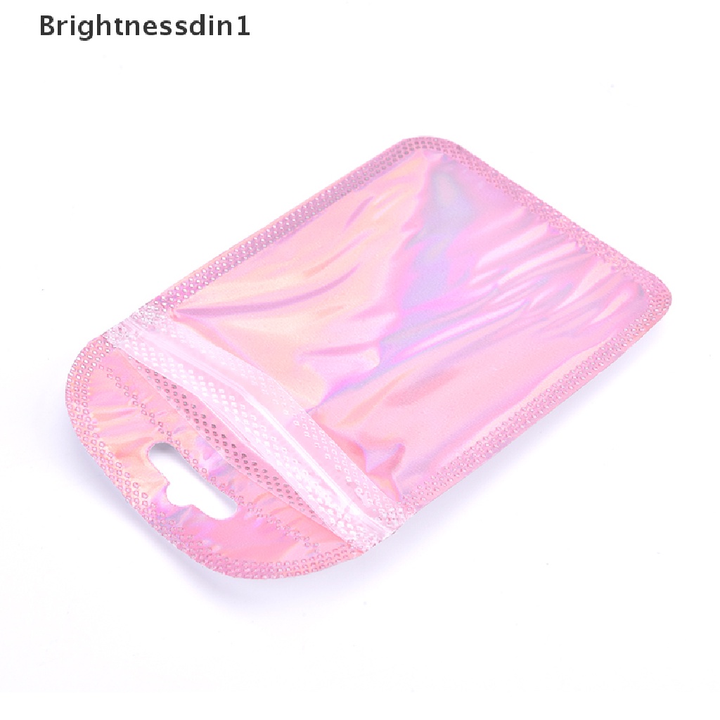 (Brightnessdin1) 50 Pcs Tas Pouch Mini 4 Model Warna Laser Horaphic Untuk Kosmetik / Makeup