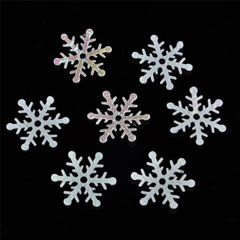 300Pcs Christmas Classic Shiny Snowflake Ornaments for Holiday Wedding， Party ，Throwing Confetti ，Xmas Decorations