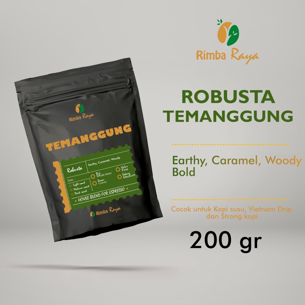 

Biji Kopi Robusta Temanggung Roasted Coffee Beans 200gr