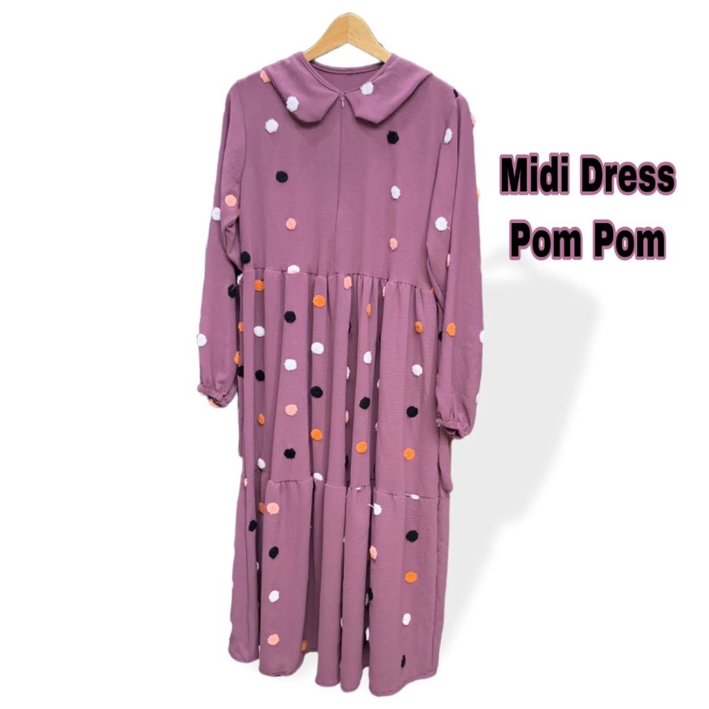 MIDI DRESS POM POM TIMBUL / GAMIS POM POM TIMBUL / GAMIS POMPOM KRINGKLE TIMBUL / GAMIS POMPOM TERBA