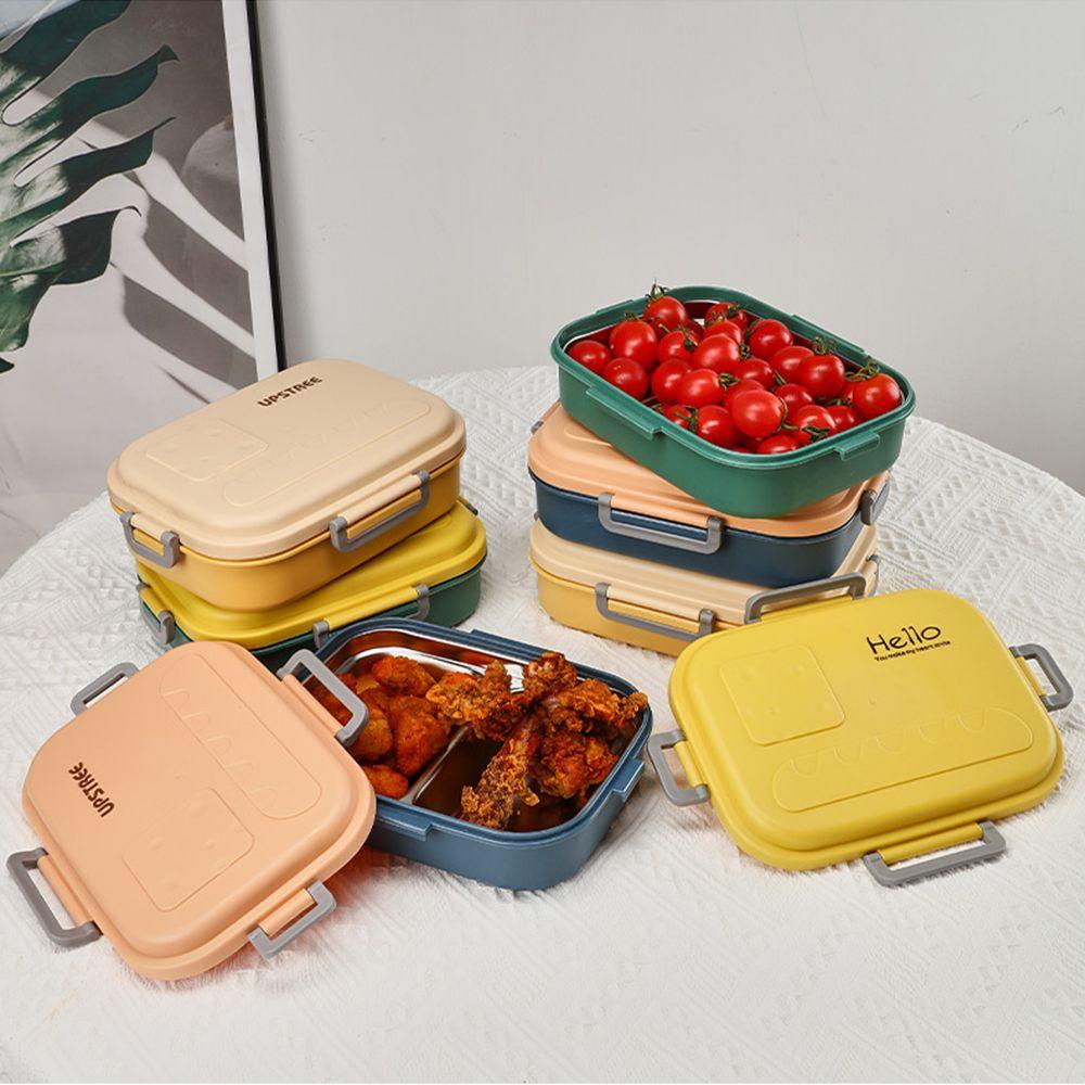 SOLIGHTER Office Lunch Box Candy Color Tableware Box Storage Boxes Portable Stainless Steel Bento Case 2/3 Compartments Food Container/Multicolor