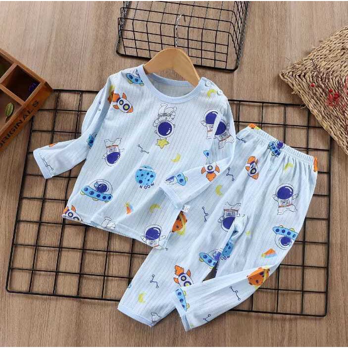 ( zwq ) PJG001-007 Setelan Anak 0-6 Tahun Setelan Bayi Piyama Baju Lengan Panjang + Celana Panjang, Baju Tidur Anak Setelan Piyama Bayi Set Lengan Panjang