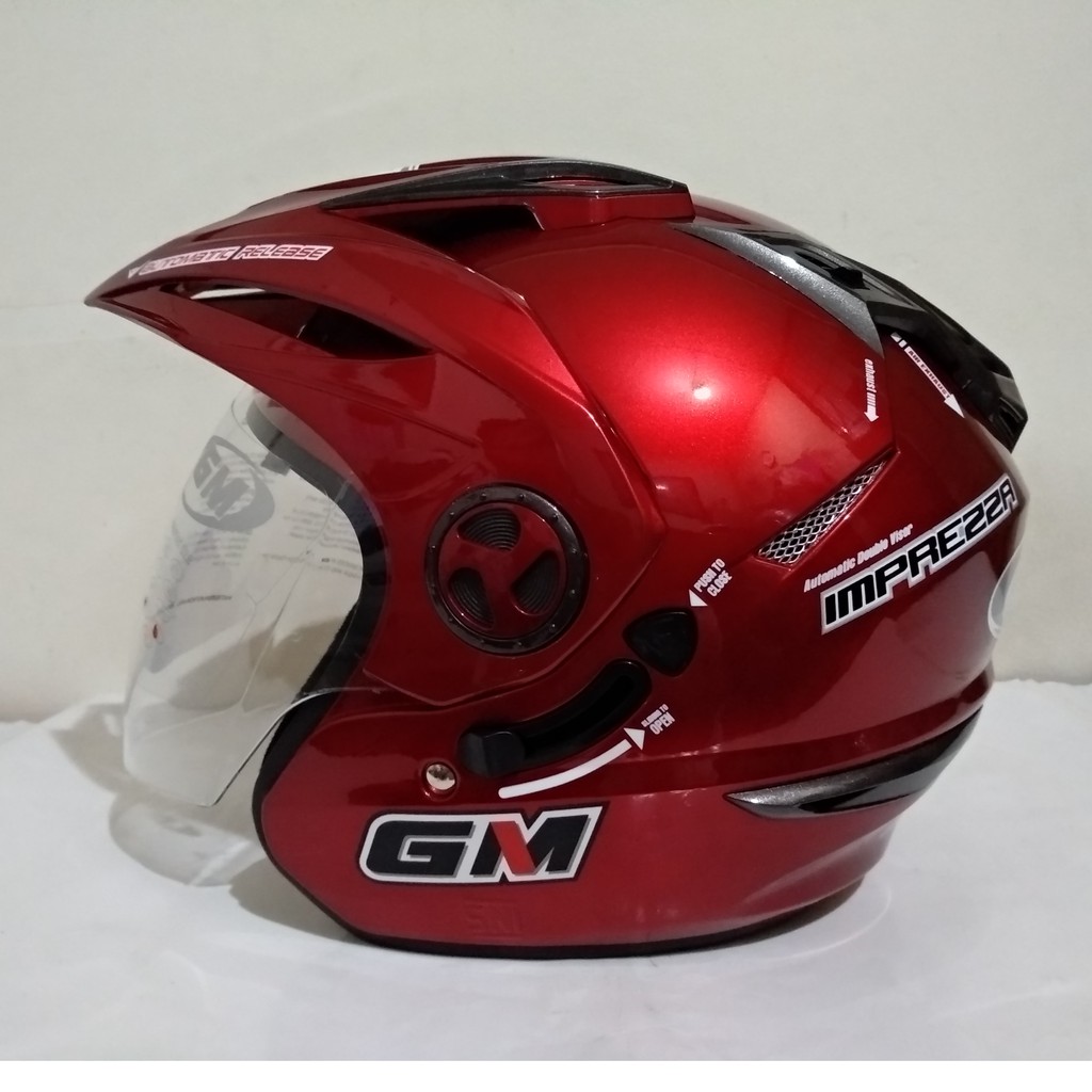 HELM GM NEW IMPREZZA SOLID DOUBLE VISOR HALF FACE Shopee Indonesia