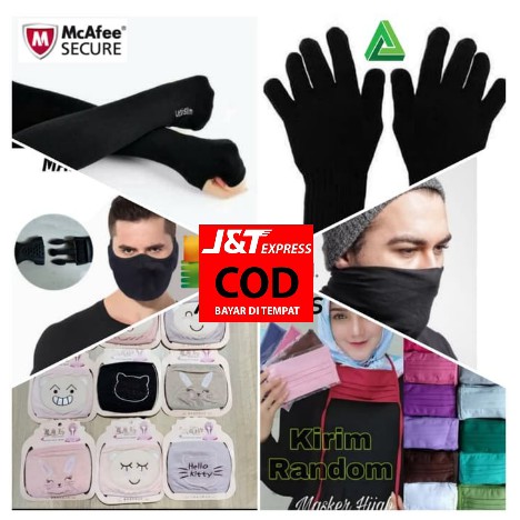{ BISA COD } 6in1- ANTI VIRUS sarung tangan masker kain hijab corona debu buf motor