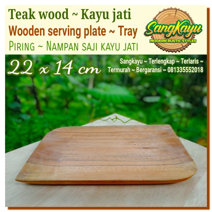 Piring saji kayu jati tray 22x14cm piring kayu nampan Wooden plate