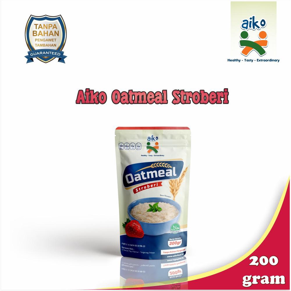 Jual AIKO OATMEAL RASA STRAWBERY 200GR | Shopee Indonesia