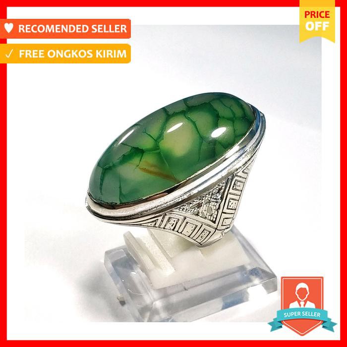 CINCIN BATU AKIK NATURAL PANDAN LUMUT SISIK NAGA HIJAU MEMPESONA GRADE