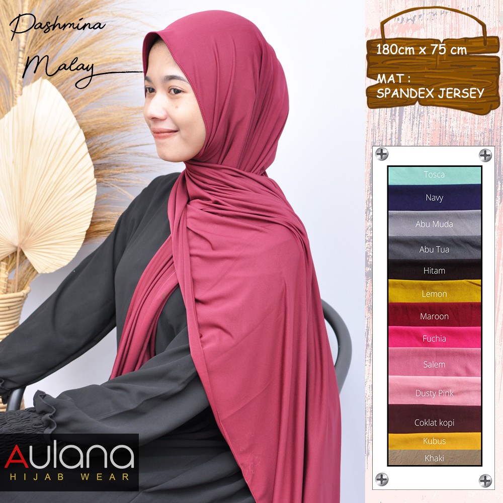 Jilbab Pashmina Malay Jersey Premium Hijab PASMINA PASHMINA MALAY MALAYSIA JERSEY Premium Ori Aulana Grosir Murah-1