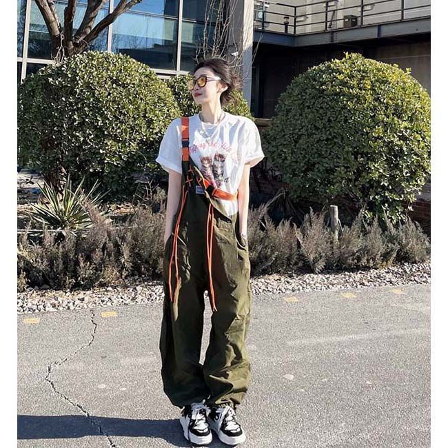 Versi Korea dari overall longgar goreng street fashion overall wanita 2022 musim semi dan musim pana