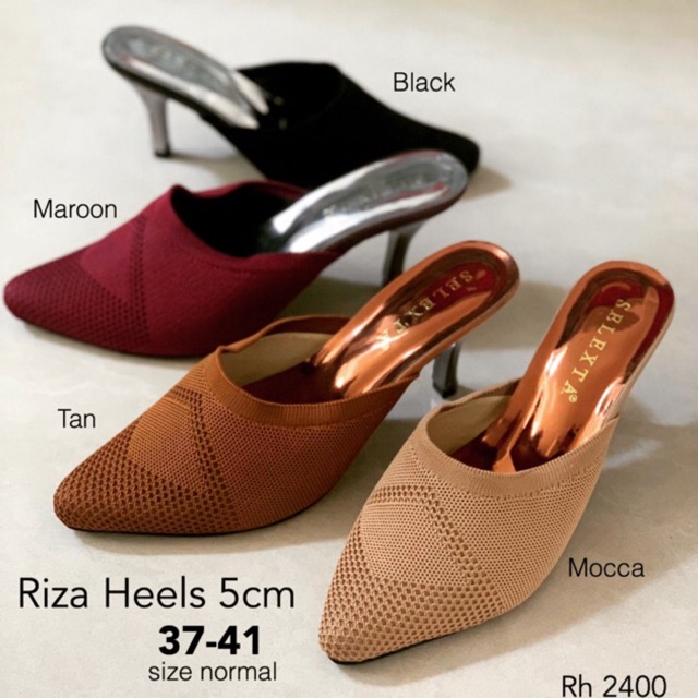 LS - RIZA HEELS RAJUT 6cm HEELS WANITA RAJUT