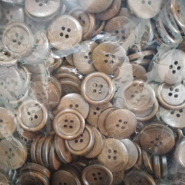 Kancing kayu coklat &amp; Krem 1.3 cm 1.5 cm 2cm 2.5cm 100 pcs