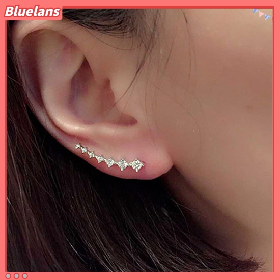 Bluelans Anting Tusuk Gantung Hias Zircon + Berlian Imitasi Untuk Wanita
