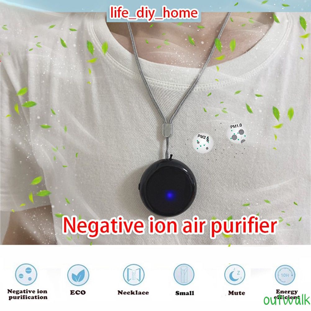 Personal Wearable Air Purifier Necklace Mini Portable Air Freshner Ionizer Negative Ion Generator for Travel Home ow