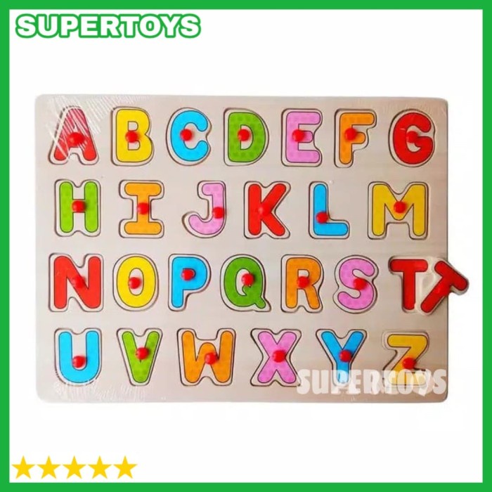 Mainan Anak Edukasi Anak Puzzle Huruf Besar Puzzle Abjad Puzzle Kayu