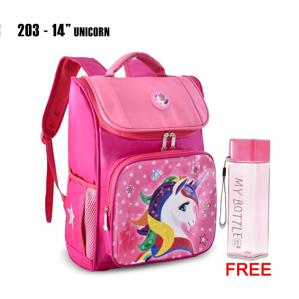 Tas Sekolah Cartoon 203-14 Girls Tas Anak Fashion Ransel Double Decker Motif LOL,Unicorn,Frozen